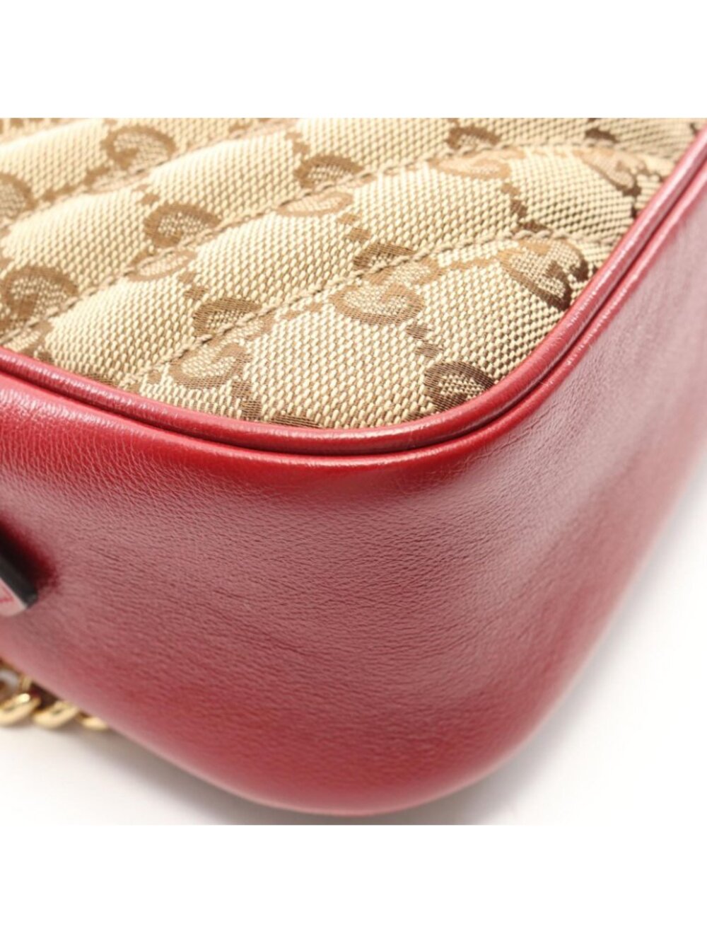 Gucci Shoulder Bag GG Marmont Canvas Beige Red - Picture 5 of 6